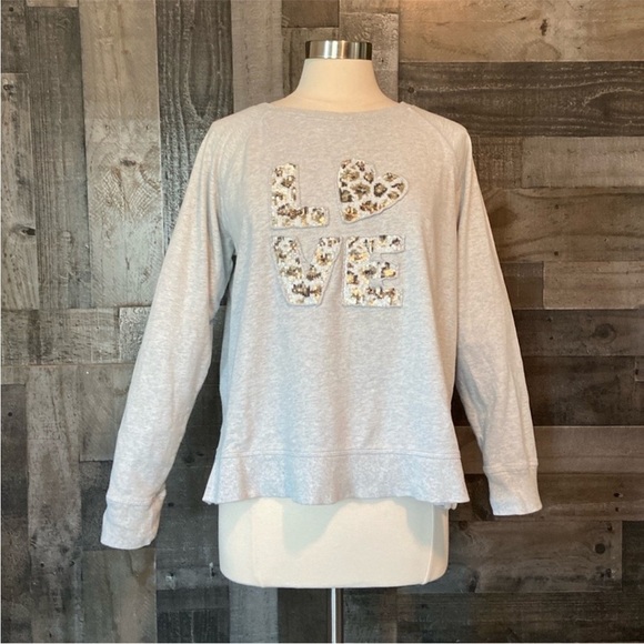 Style & Co sweatshirt large sparkly leopard print sequins Lovecore low key luxe - Picture 12 of 12